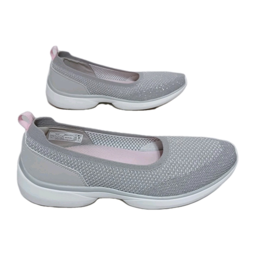 Vionic Kallie Slip On Knit Sporty Comfort Shoe 9.5 Gray Silver Women Orthopedic
